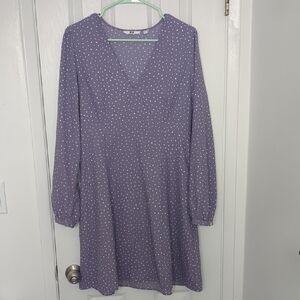 Uniqlo Purple V-Neck Bishop Sleeve Dress